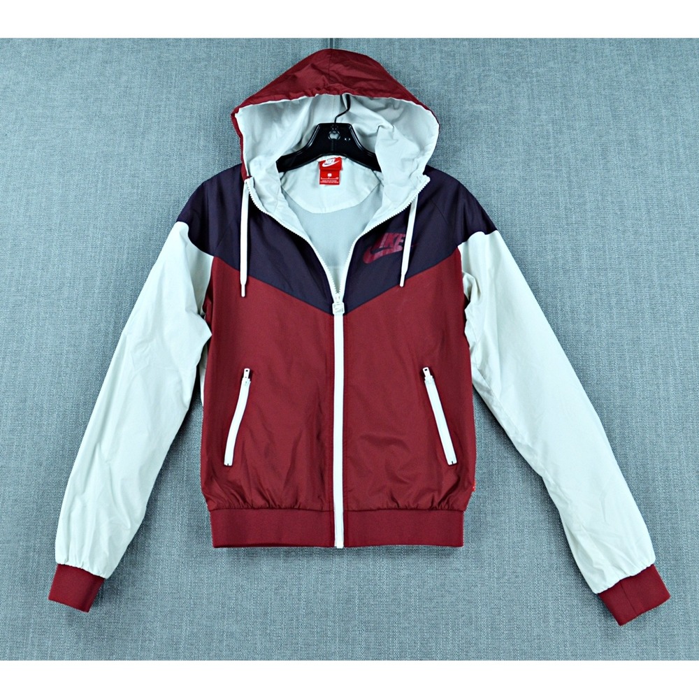 Nike Jacket Women's S Burgundy White Black The WindRunner Windbreaker Full Zip